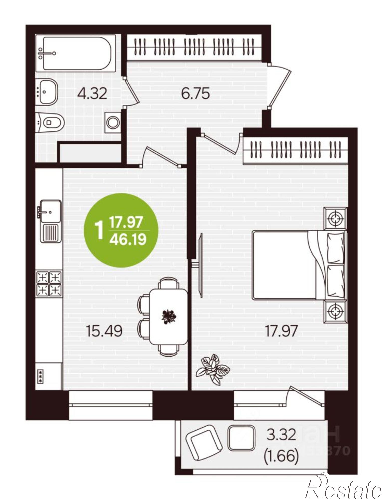 Купить квартиру за 4 896 140 рублей