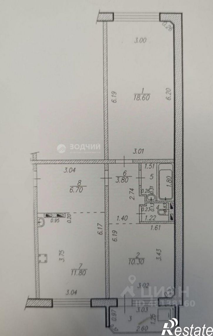 2-комн квартира ул Строителей, 1 1,  д. 1 1,  к. 1