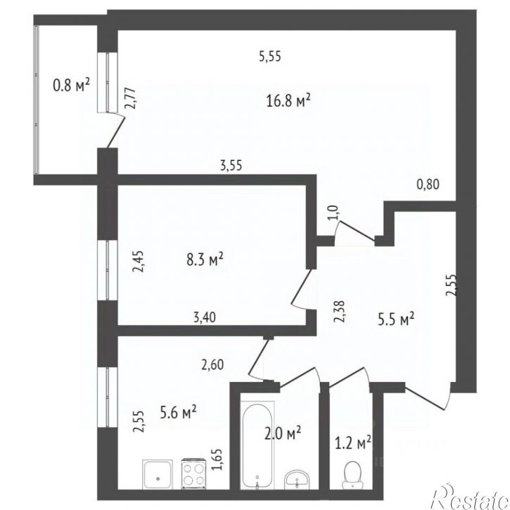 2-комн квартира ул Молодежная, 16,  д. 16