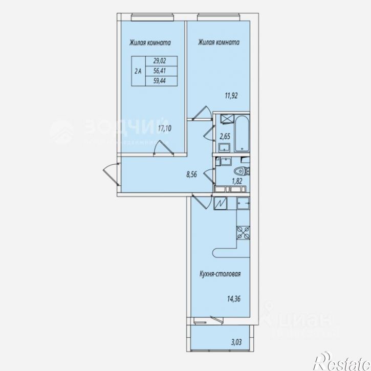 2-комн квартира Речной бульвар, 5,  д. 5